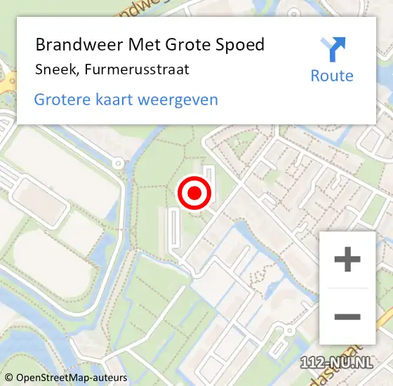 Locatie op kaart van de 112 melding: Brandweer Met Grote Spoed Naar Sneek, Furmerusstraat op 5 september 2024 04:09