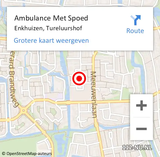 Locatie op kaart van de 112 melding: Ambulance Met Spoed Naar Enkhuizen, Tureluurshof op 5 september 2024 04:26