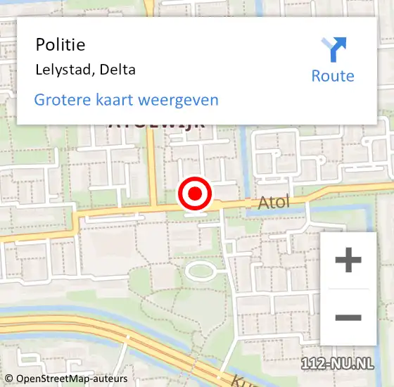 Locatie op kaart van de 112 melding: Politie Lelystad, Delta op 5 september 2024 04:29