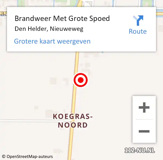 Locatie op kaart van de 112 melding: Brandweer Met Grote Spoed Naar Den Helder, Nieuweweg op 5 september 2024 04:47