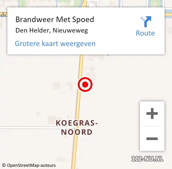 Locatie op kaart van de 112 melding: Brandweer Met Spoed Naar Den Helder, Nieuweweg op 5 september 2024 05:35