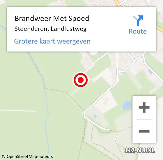 Locatie op kaart van de 112 melding: Brandweer Met Spoed Naar Steenderen, Landlustweg op 5 september 2024 06:03