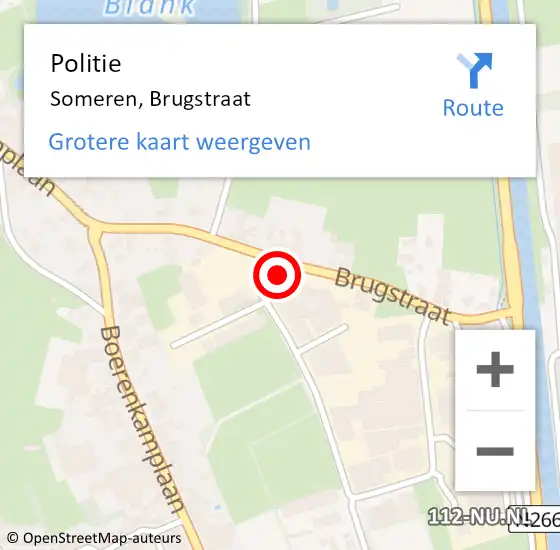 Locatie op kaart van de 112 melding: Politie Someren, Brugstraat op 5 september 2024 06:13