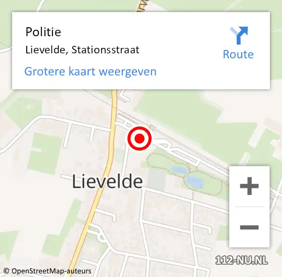 Locatie op kaart van de 112 melding: Politie Lievelde, Stationsstraat op 5 september 2024 06:33