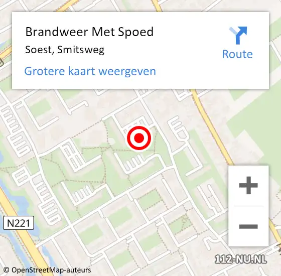 Locatie op kaart van de 112 melding: Brandweer Met Spoed Naar Soest, Smitsweg op 5 september 2024 07:50