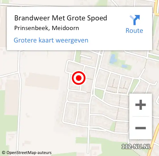 Locatie op kaart van de 112 melding: Brandweer Met Grote Spoed Naar Prinsenbeek, Meidoorn op 5 september 2024 07:56