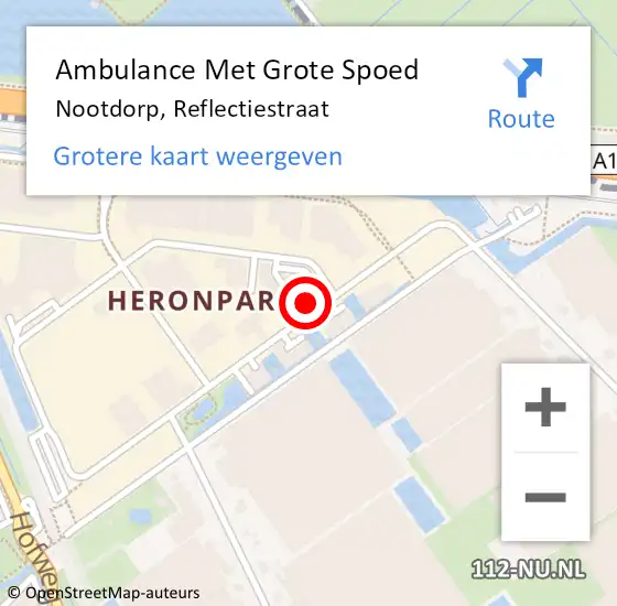 Locatie op kaart van de 112 melding: Ambulance Met Grote Spoed Naar Nootdorp, Reflectiestraat op 5 september 2024 08:00