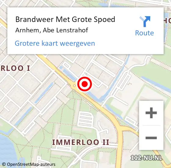 Locatie op kaart van de 112 melding: Brandweer Met Grote Spoed Naar Arnhem, Abe Lenstrahof op 5 september 2024 08:04