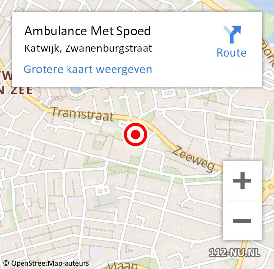 Locatie op kaart van de 112 melding: Ambulance Met Spoed Naar Katwijk, Zwanenburgstraat op 5 september 2024 08:10