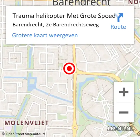 Locatie op kaart van de 112 melding: Trauma helikopter Met Grote Spoed Naar Barendrecht, 2e Barendrechtseweg op 5 september 2024 08:10