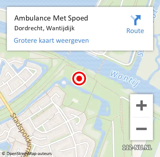 Locatie op kaart van de 112 melding: Ambulance Met Spoed Naar Dordrecht, Wantijdijk op 5 september 2024 08:10