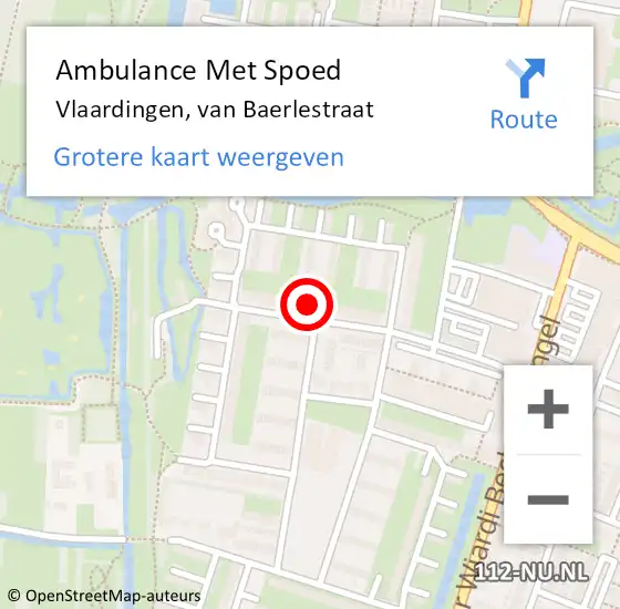 Locatie op kaart van de 112 melding: Ambulance Met Spoed Naar Vlaardingen, van Baerlestraat op 5 september 2024 08:13