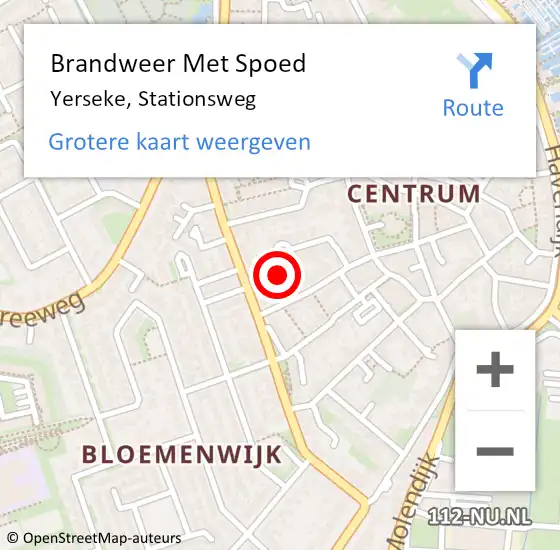 Locatie op kaart van de 112 melding: Brandweer Met Spoed Naar Yerseke, Stationsweg op 19 oktober 2014 00:15