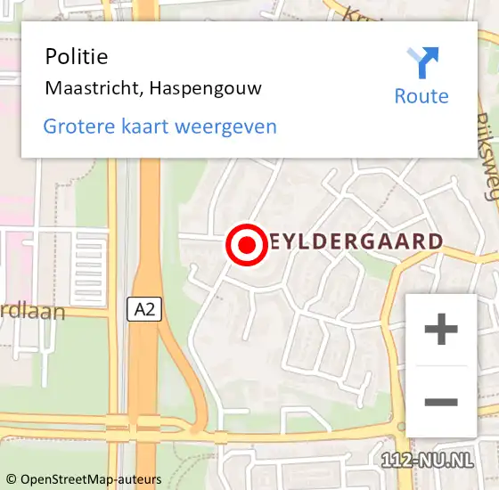 Locatie op kaart van de 112 melding: Politie Maastricht, Haspengouw op 5 september 2024 08:25