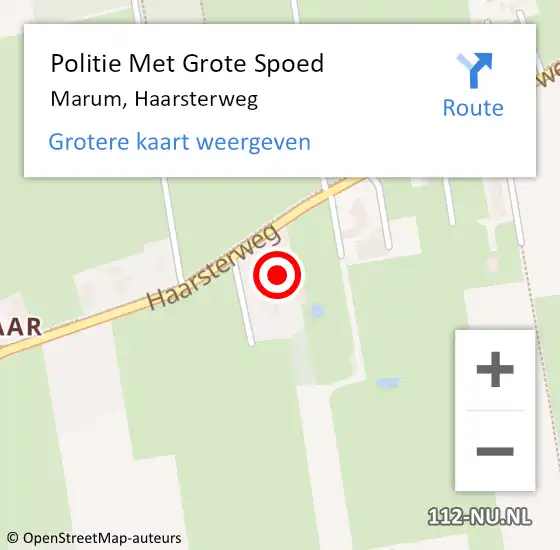 Locatie op kaart van de 112 melding: Politie Met Grote Spoed Naar Marum, Haarsterweg op 5 september 2024 08:26