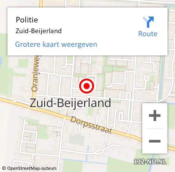 Locatie op kaart van de 112 melding: Politie Zuid-Beijerland op 5 september 2024 08:34