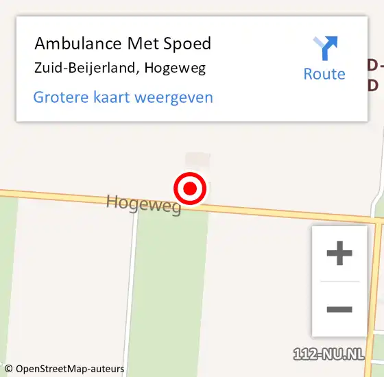 Locatie op kaart van de 112 melding: Ambulance Met Spoed Naar Zuid-Beijerland, Hogeweg op 5 september 2024 08:34