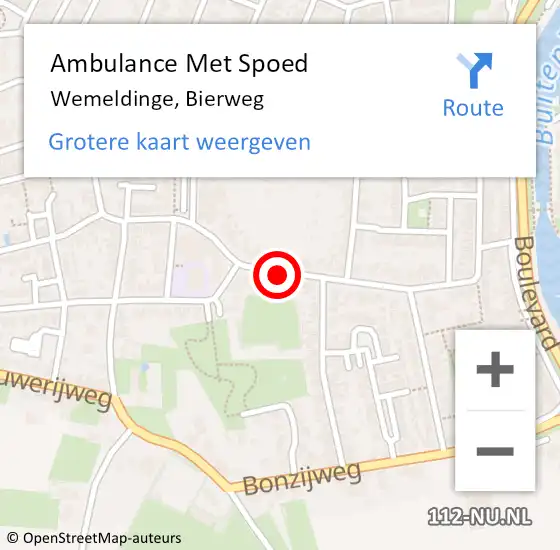 Locatie op kaart van de 112 melding: Ambulance Met Spoed Naar Wemeldinge, Bierweg op 19 oktober 2014 00:21