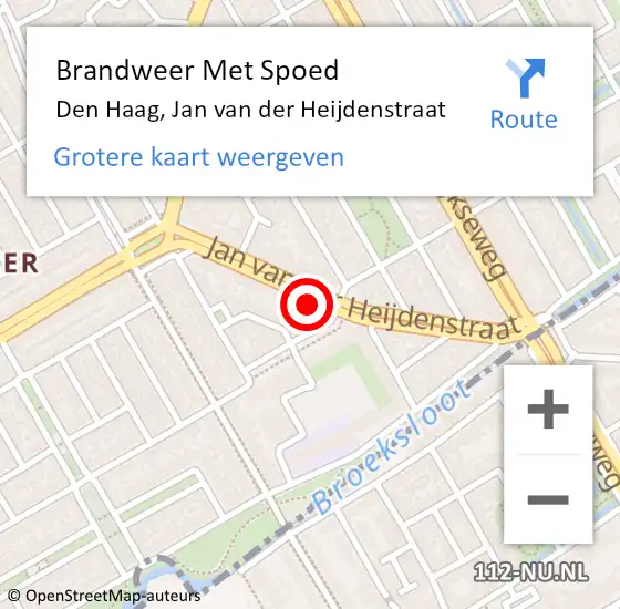 Locatie op kaart van de 112 melding: Brandweer Met Spoed Naar Den Haag, Jan van der Heijdenstraat op 5 september 2024 08:48