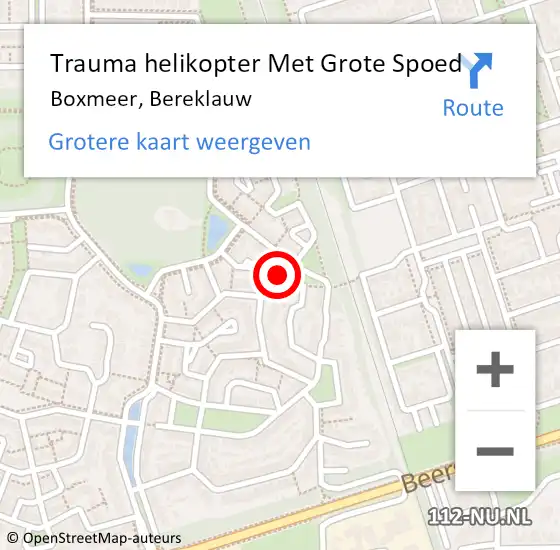 Locatie op kaart van de 112 melding: Trauma helikopter Met Grote Spoed Naar Boxmeer, Bereklauw op 5 september 2024 08:53