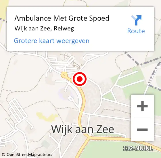 Locatie op kaart van de 112 melding: Ambulance Met Grote Spoed Naar Wijk aan Zee, Relweg op 5 september 2024 09:16