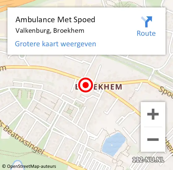 Locatie op kaart van de 112 melding: Ambulance Met Spoed Naar Valkenburg, Broekhem op 5 september 2024 09:45