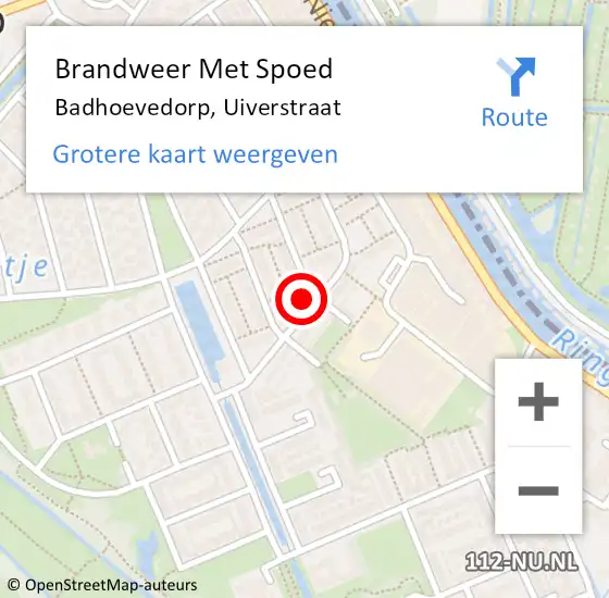 Locatie op kaart van de 112 melding: Brandweer Met Spoed Naar Badhoevedorp, Uiverstraat op 5 september 2024 09:55