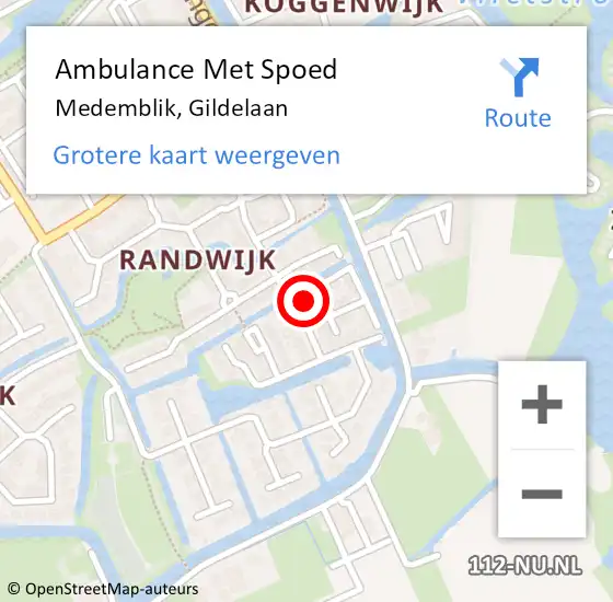 Locatie op kaart van de 112 melding: Ambulance Met Spoed Naar Medemblik, Gildelaan op 5 september 2024 10:05