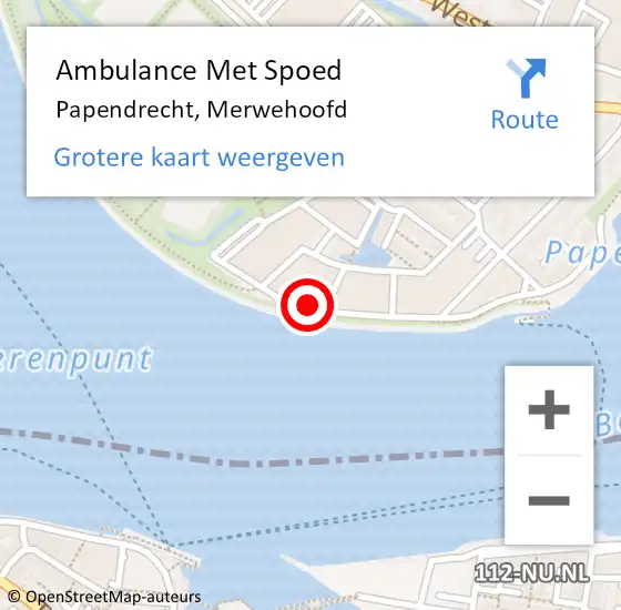 Locatie op kaart van de 112 melding: Ambulance Met Spoed Naar Papendrecht, Merwehoofd op 5 september 2024 10:09