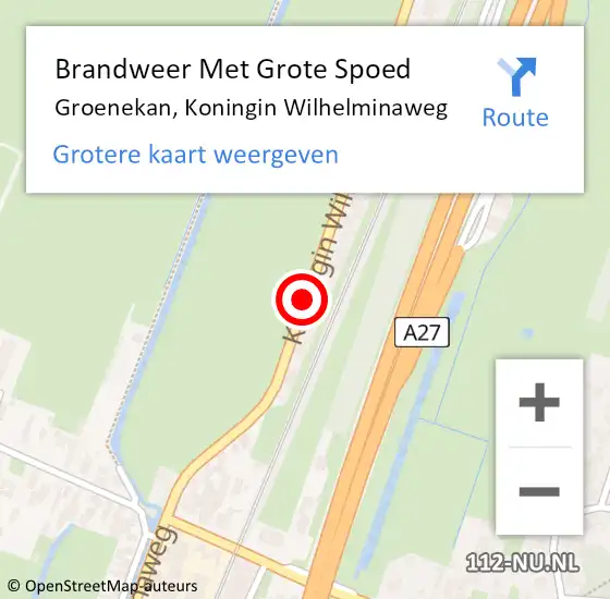 Locatie op kaart van de 112 melding: Brandweer Met Grote Spoed Naar Groenekan, Koningin Wilhelminaweg op 19 oktober 2014 00:39