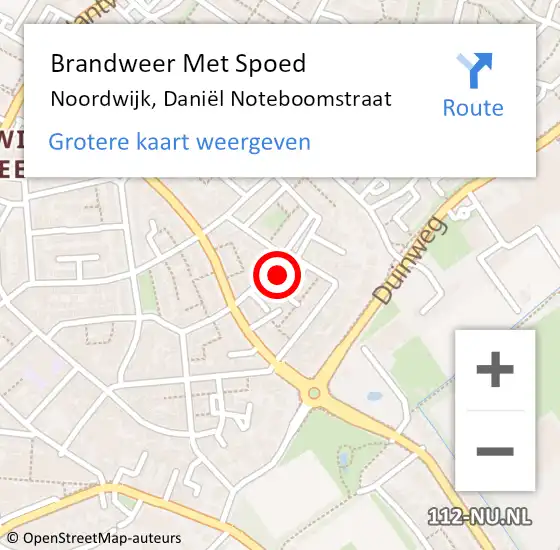 Locatie op kaart van de 112 melding: Brandweer Met Spoed Naar Noordwijk, Daniël Noteboomstraat op 5 september 2024 10:18