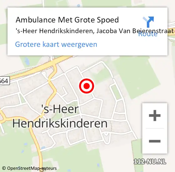 Locatie op kaart van de 112 melding: Ambulance Met Grote Spoed Naar 's-Heer Hendrikskinderen, Jacoba Van Beierenstraat op 19 oktober 2014 00:45