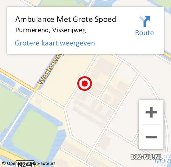 Locatie op kaart van de 112 melding: Ambulance Met Grote Spoed Naar Purmerend, Visserijweg op 5 september 2024 10:46