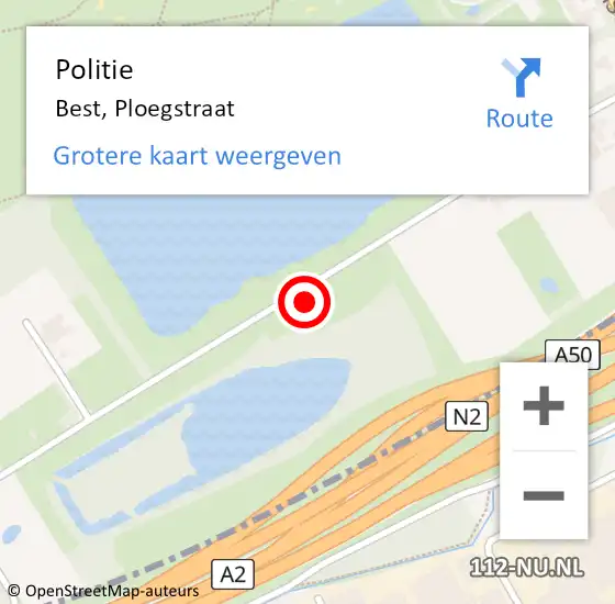 Locatie op kaart van de 112 melding: Politie Best, Ploegstraat op 5 september 2024 10:52