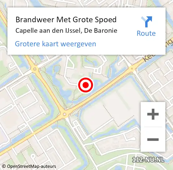 Locatie op kaart van de 112 melding: Brandweer Met Grote Spoed Naar Capelle aan den IJssel, De Baronie op 5 september 2024 11:01