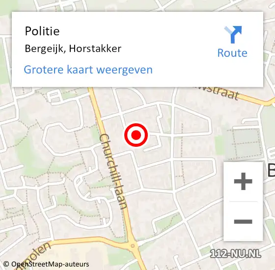 Locatie op kaart van de 112 melding: Politie Bergeijk, Horstakker op 5 september 2024 11:05