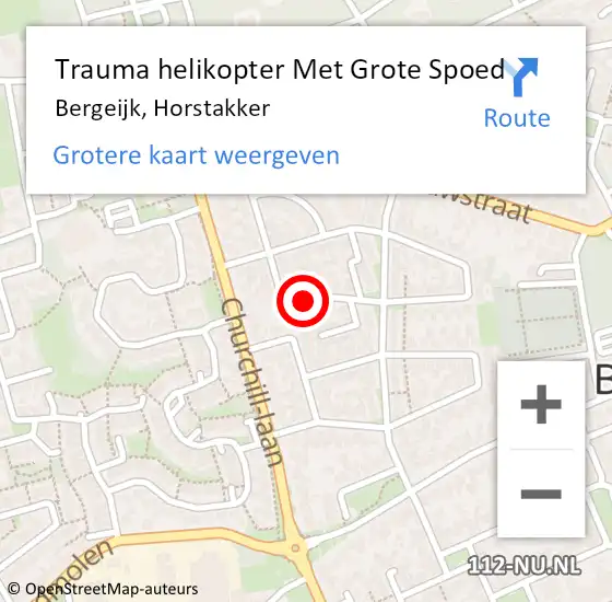 Locatie op kaart van de 112 melding: Trauma helikopter Met Grote Spoed Naar Bergeijk, Horstakker op 5 september 2024 11:09