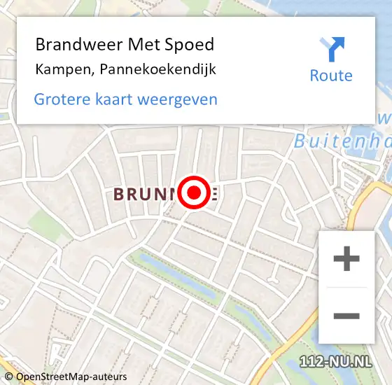 Locatie op kaart van de 112 melding: Brandweer Met Spoed Naar Kampen, Pannekoekendijk op 5 september 2024 11:19