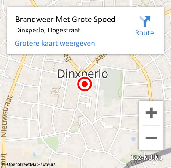 Locatie op kaart van de 112 melding: Brandweer Met Grote Spoed Naar Dinxperlo, Hogestraat op 5 september 2024 11:20