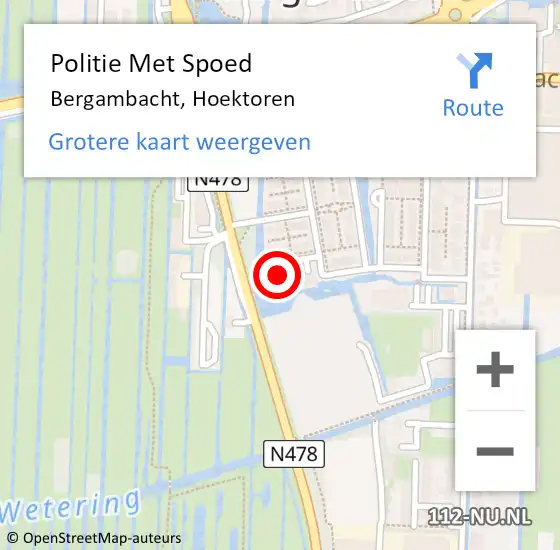 Locatie op kaart van de 112 melding: Politie Met Spoed Naar Bergambacht, Hoektoren op 5 september 2024 11:39