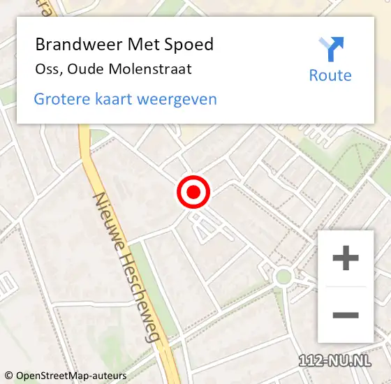 Locatie op kaart van de 112 melding: Brandweer Met Spoed Naar Oss, Oude Molenstraat op 5 september 2024 11:41