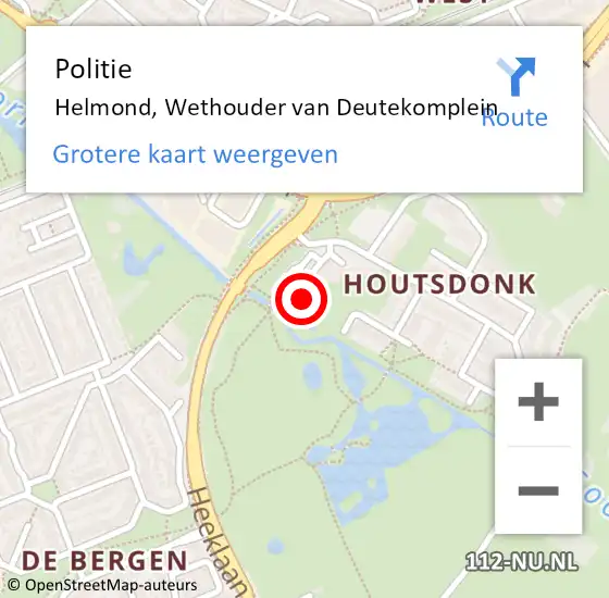 Locatie op kaart van de 112 melding: Politie Helmond, Wethouder van Deutekomplein op 5 september 2024 11:47