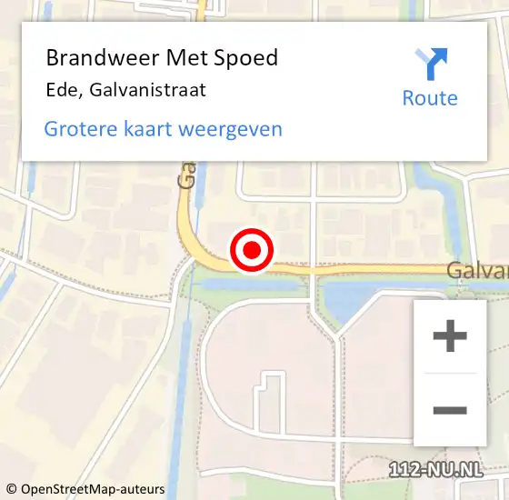 Locatie op kaart van de 112 melding: Brandweer Met Spoed Naar Ede, Galvanistraat op 5 september 2024 11:47