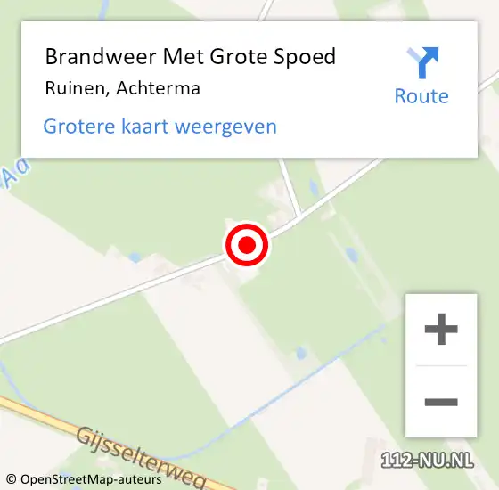 Locatie op kaart van de 112 melding: Brandweer Met Grote Spoed Naar Ruinen, Achterma op 19 oktober 2014 01:00