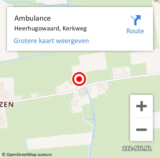 Locatie op kaart van de 112 melding: Ambulance Heerhugowaard, Kerkweg op 5 september 2024 11:55