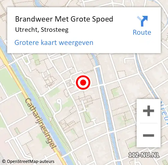 Locatie op kaart van de 112 melding: Brandweer Met Grote Spoed Naar Utrecht, Strosteeg op 5 september 2024 12:05