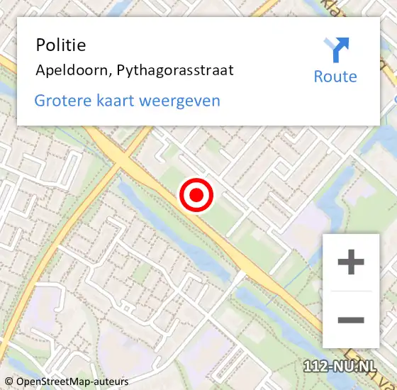 Locatie op kaart van de 112 melding: Politie Apeldoorn, Pythagorasstraat op 5 september 2024 12:06