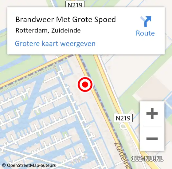 Locatie op kaart van de 112 melding: Brandweer Met Grote Spoed Naar Rotterdam, Zuideinde op 5 september 2024 12:07