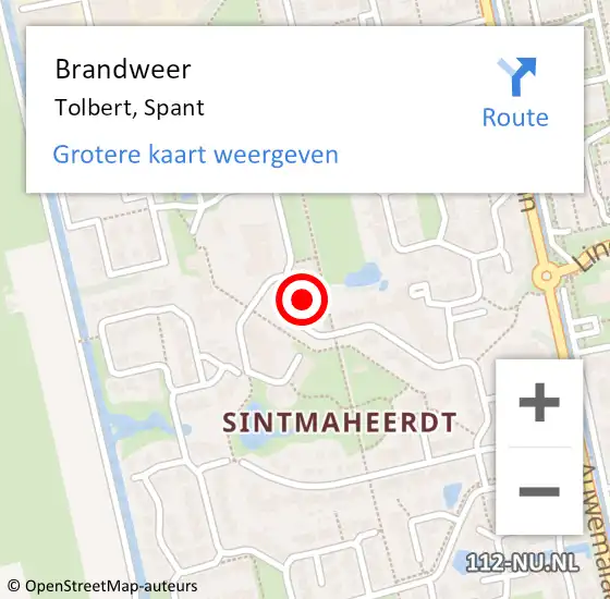 Locatie op kaart van de 112 melding: Brandweer Tolbert, Spant op 5 september 2024 12:22