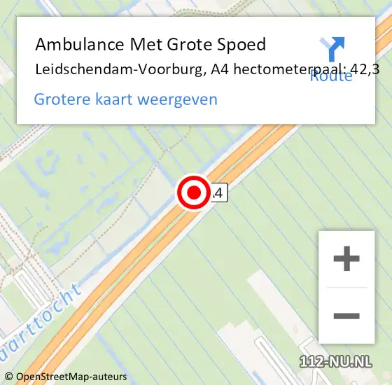 Locatie op kaart van de 112 melding: Ambulance Met Grote Spoed Naar Leidschendam-Voorburg, A4 hectometerpaal: 42,3 op 5 september 2024 12:40